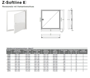 Datenblatt Revisionstür Z-Profil